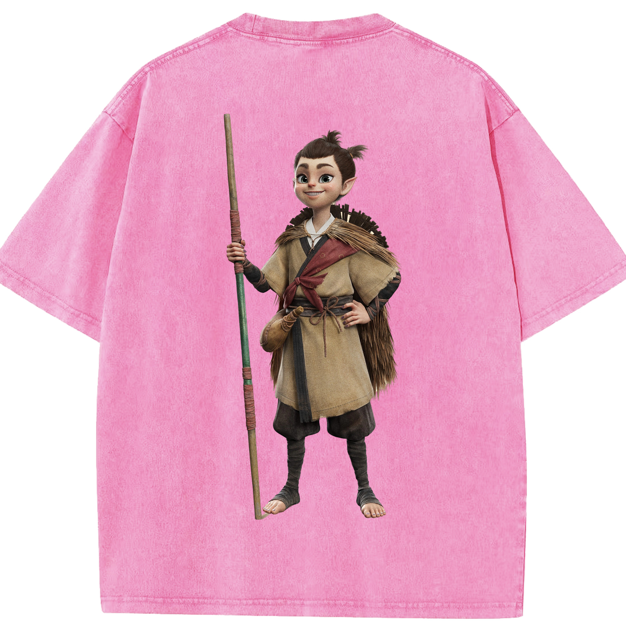 （画像用） Ne Zha 2 ナタ 魔童の大暴れ 綿100% ヴィンテージ風 半袖Tシャツ（背面プリント）